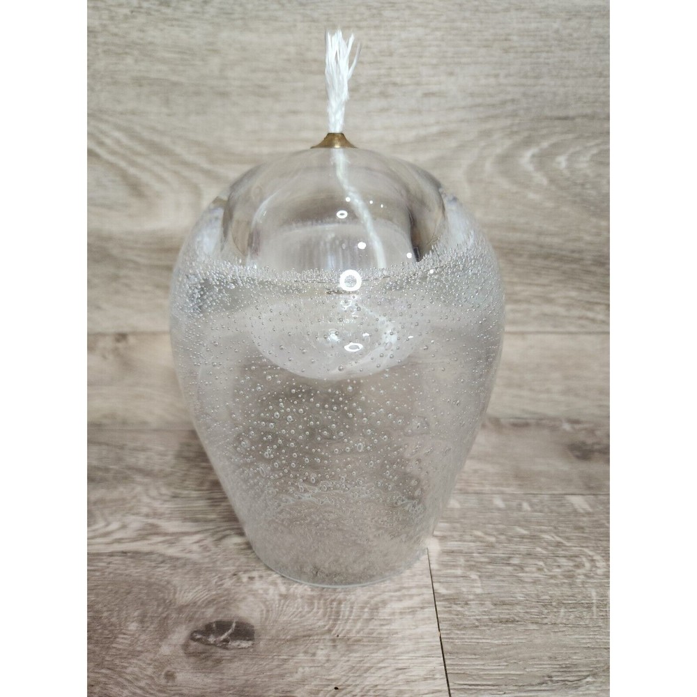 Vintage Controlled Bubble Glass Art Oil Lamp Paperweight Handmade Poland 6.5"